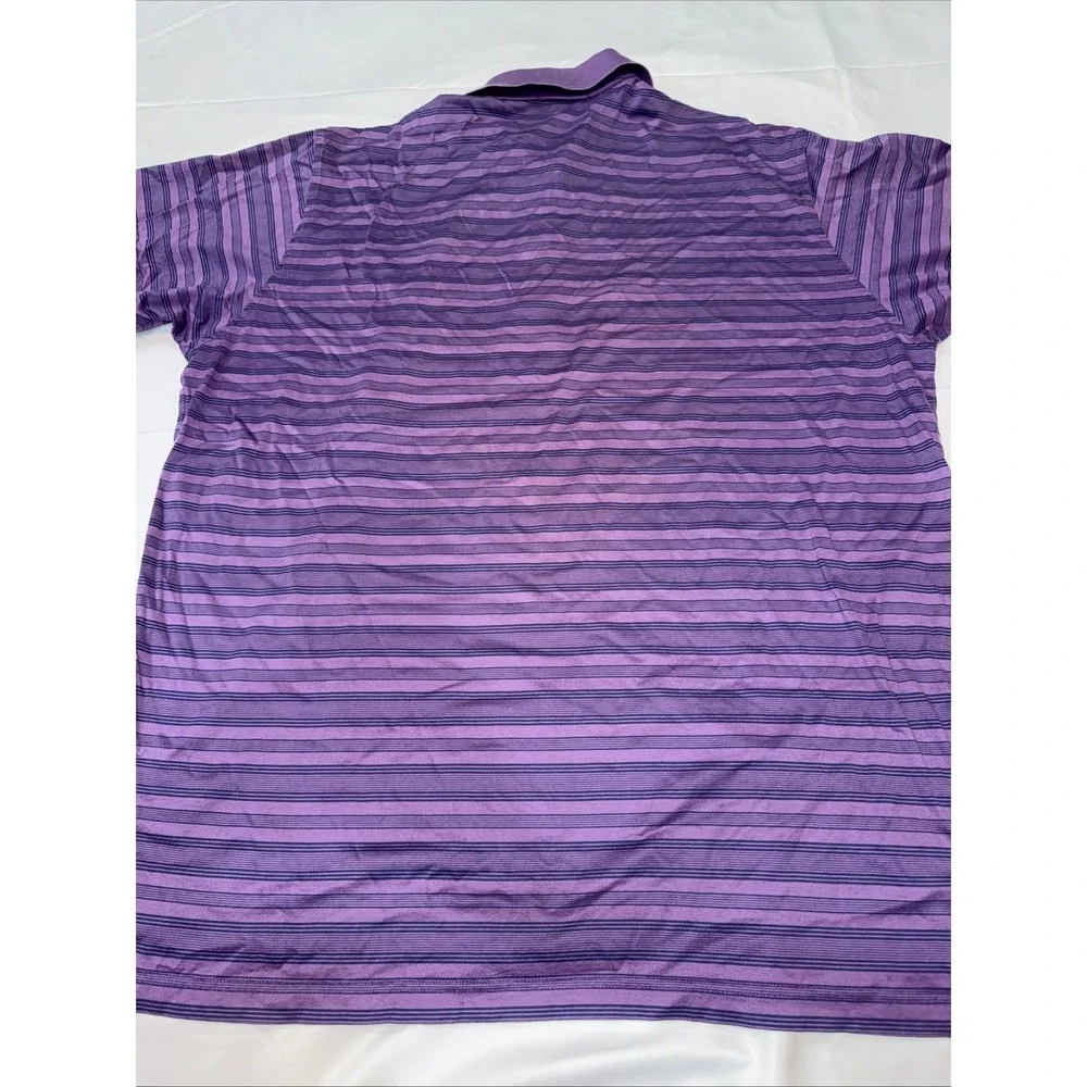 Peter Millar Kapalua Cotton Polo Golf Shirt Sz XXL Purple/Navy Striped